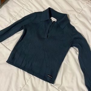Calvin Klein cropped sweater polo shirt, size XS